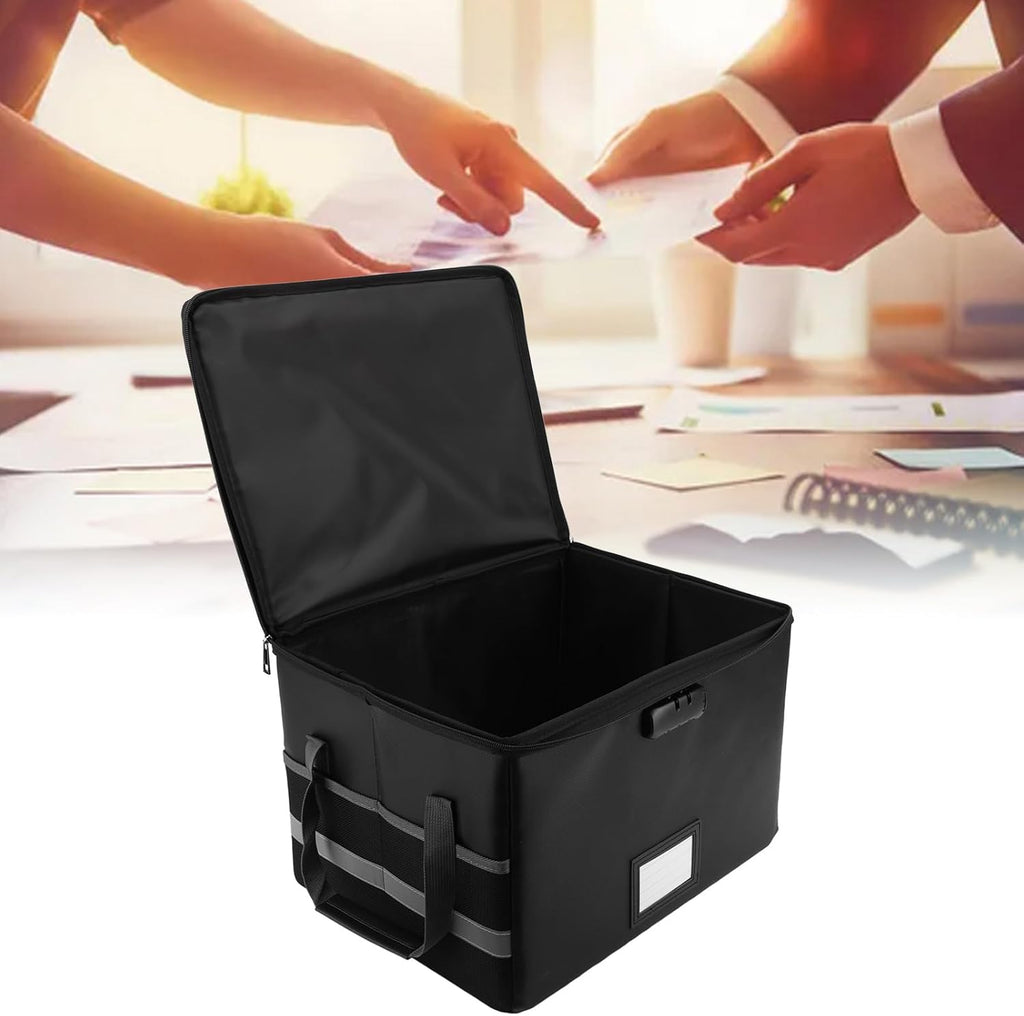 Fireproof Document Box with Lock, 15.6 x 12.2 x 10 Inches C45495