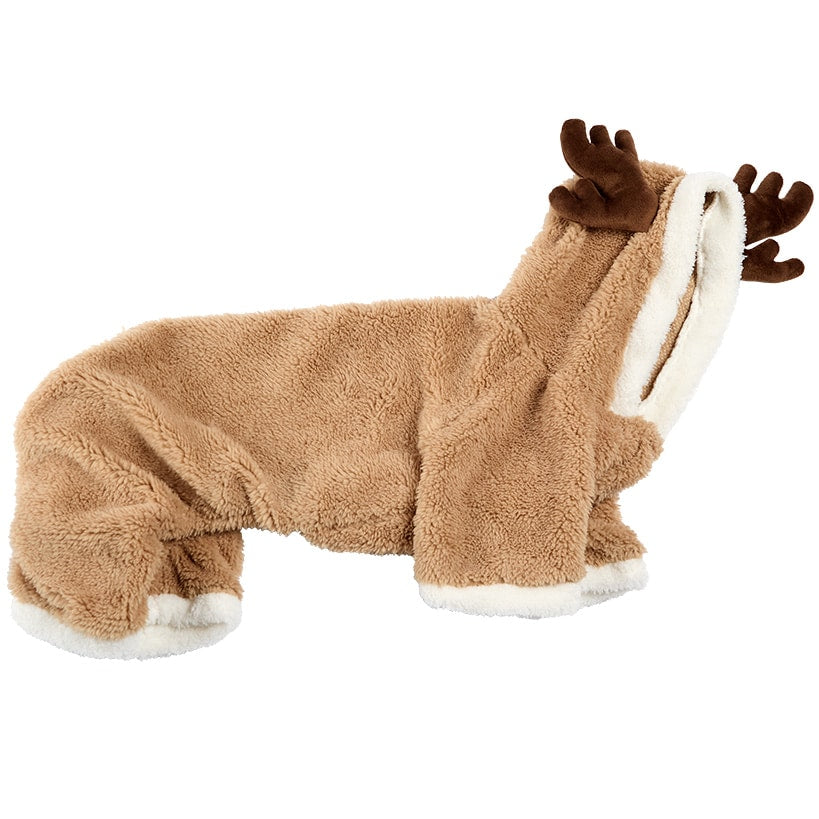 Pet Reindeer Plush Costume With Hood U803004