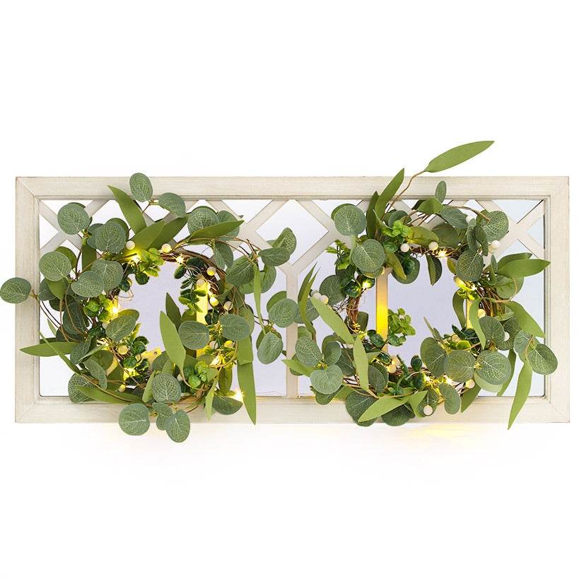 Lighted Country Wall Mirror with Wreath K5572