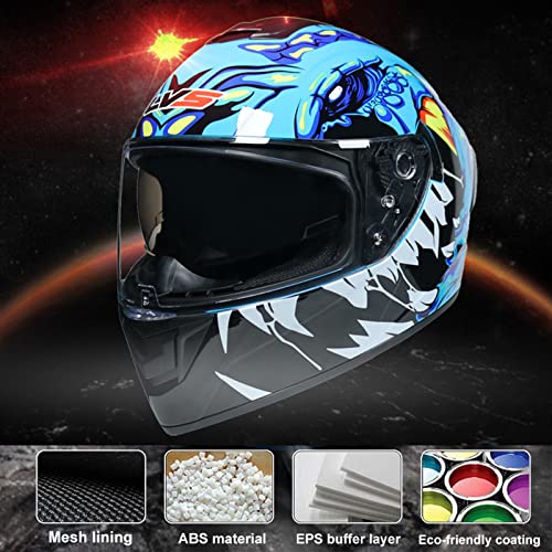 Motorcycle Sport Full Face Helmet, Dual Visor Adult Lightweight Helmet W29195