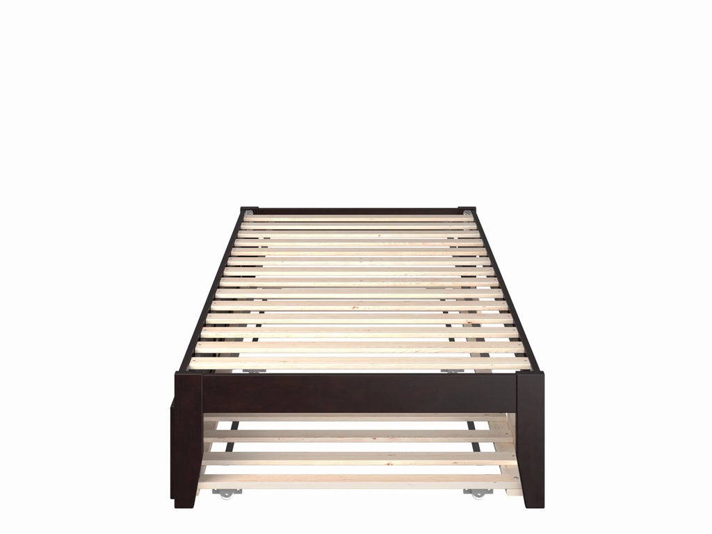 Espresso Twin XL Wood Platform Bed Frame with Trundle R6104