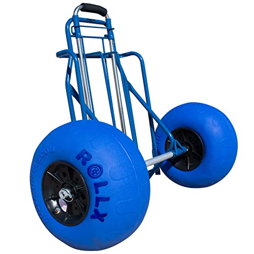 Folding Beach Cart with Balloon Wheels, Rolling Cooler Dolly with Big 13 Inch Sand Tires (White) Y972