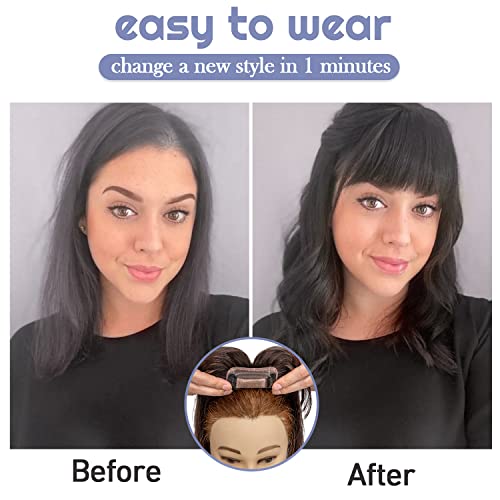 8 inch 30g Natural Black Human Hair Topper with Bangs G802753