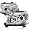 LED Halo Chrome Housing Clear Lens Projector Headlights Pair F909