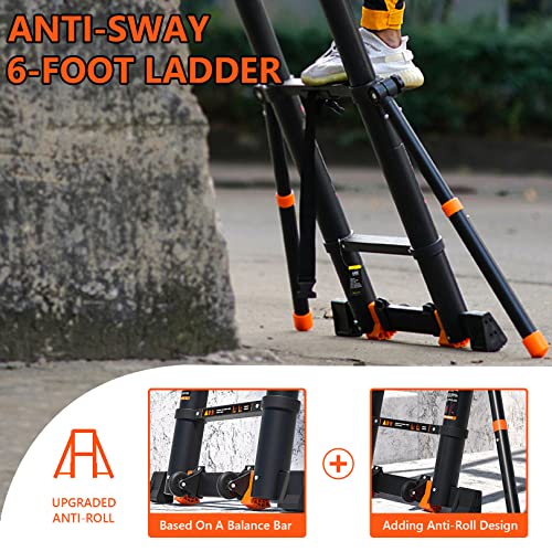 Telescoping Ladder with 2 Triangle Stabilizers, 330lbs Capacity J965043