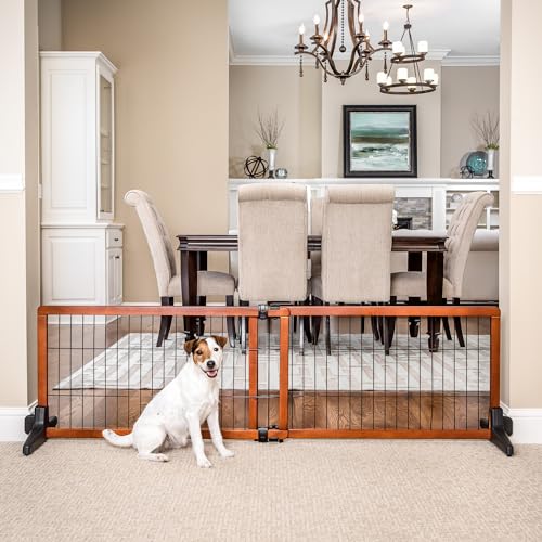 70-Inch Wide Adjustable Freestanding Wood Pet Gate R251