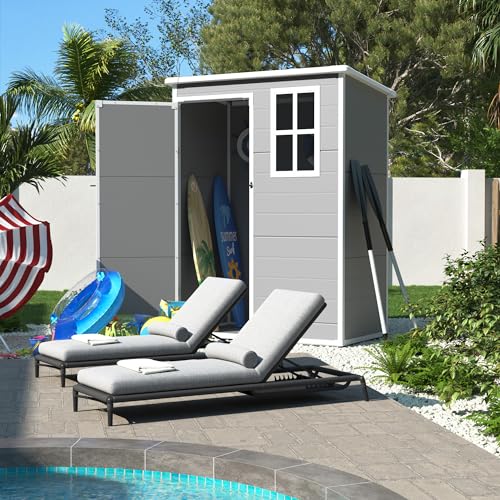 Grey & White 6x4.5 FT Plastic Outdoor Storage Shed Z262112