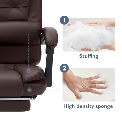 Black High Back Ergonomic Leather Office Chair with Footrest G599046