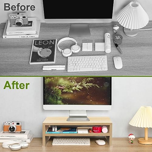 Wooden Monitor Stand Riser 2 Tier Laptop Stand with Storage X680399