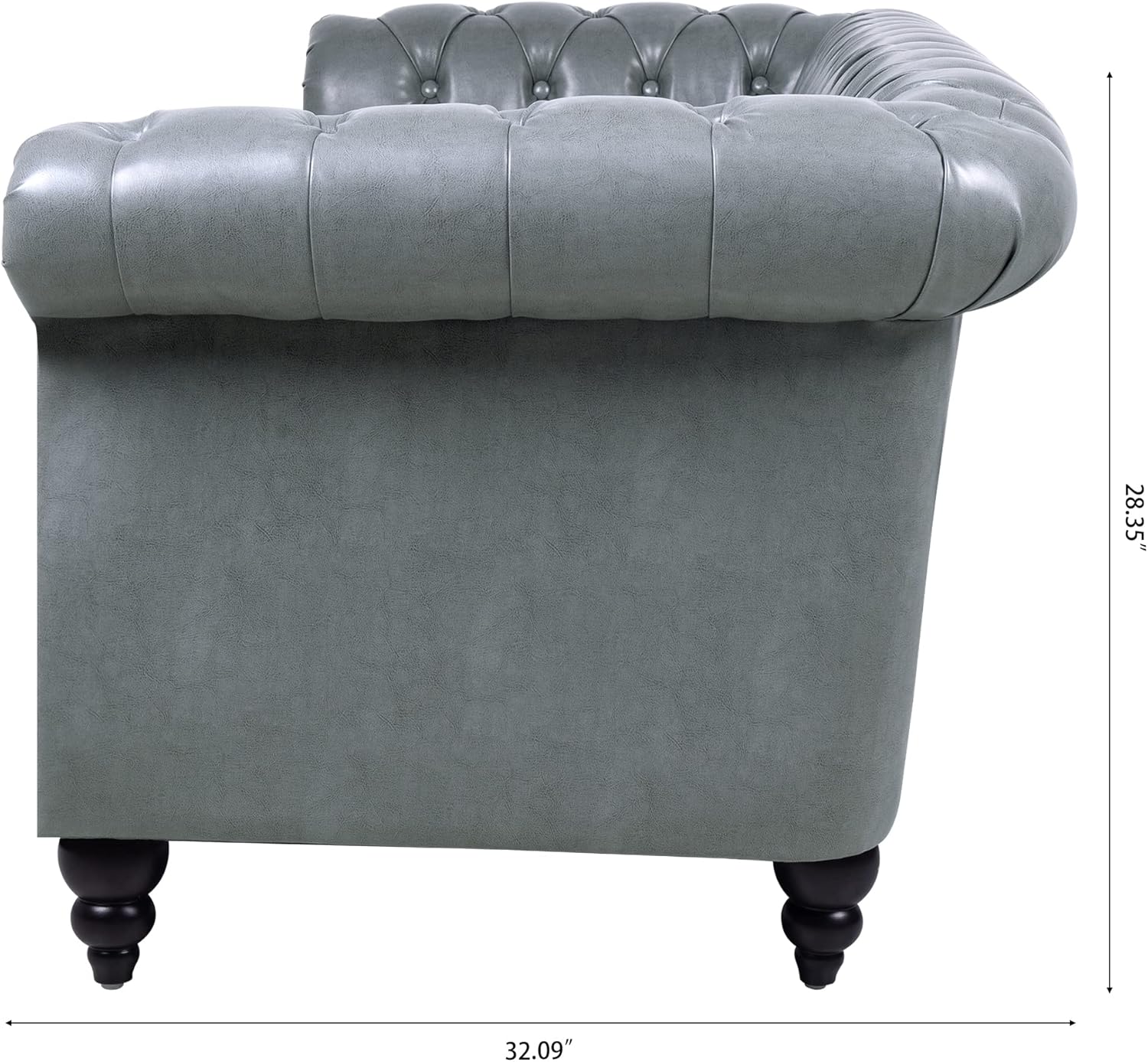 3-Seater PU Leather Chesterfield Sofa with Button Tufted F558528