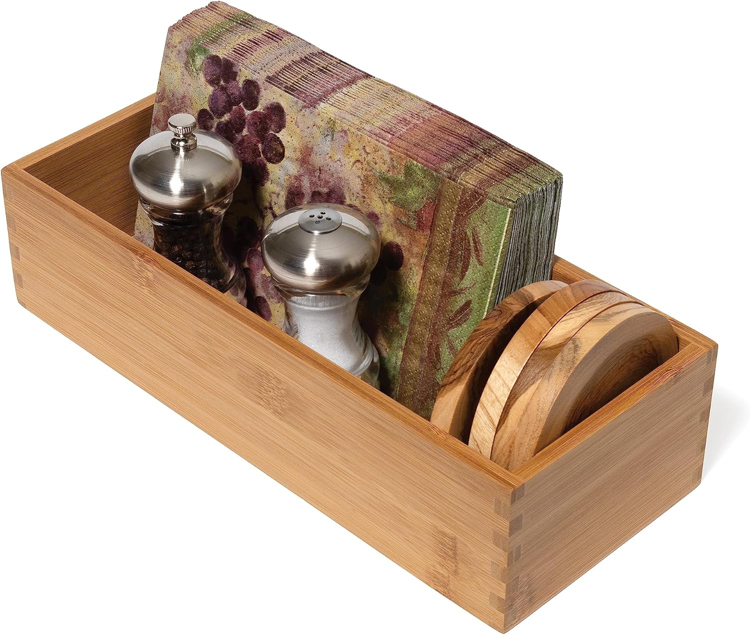 Bamboo Utensil Holder Storage Box, 5" x 12" x 3" D934651