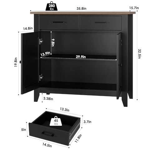 Grey Kitchen Storage Cabinet with 2 Drawers and 2 Doors G637