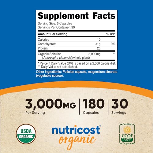 Spirulina 3,000mg 180 Capsules Organic J4847