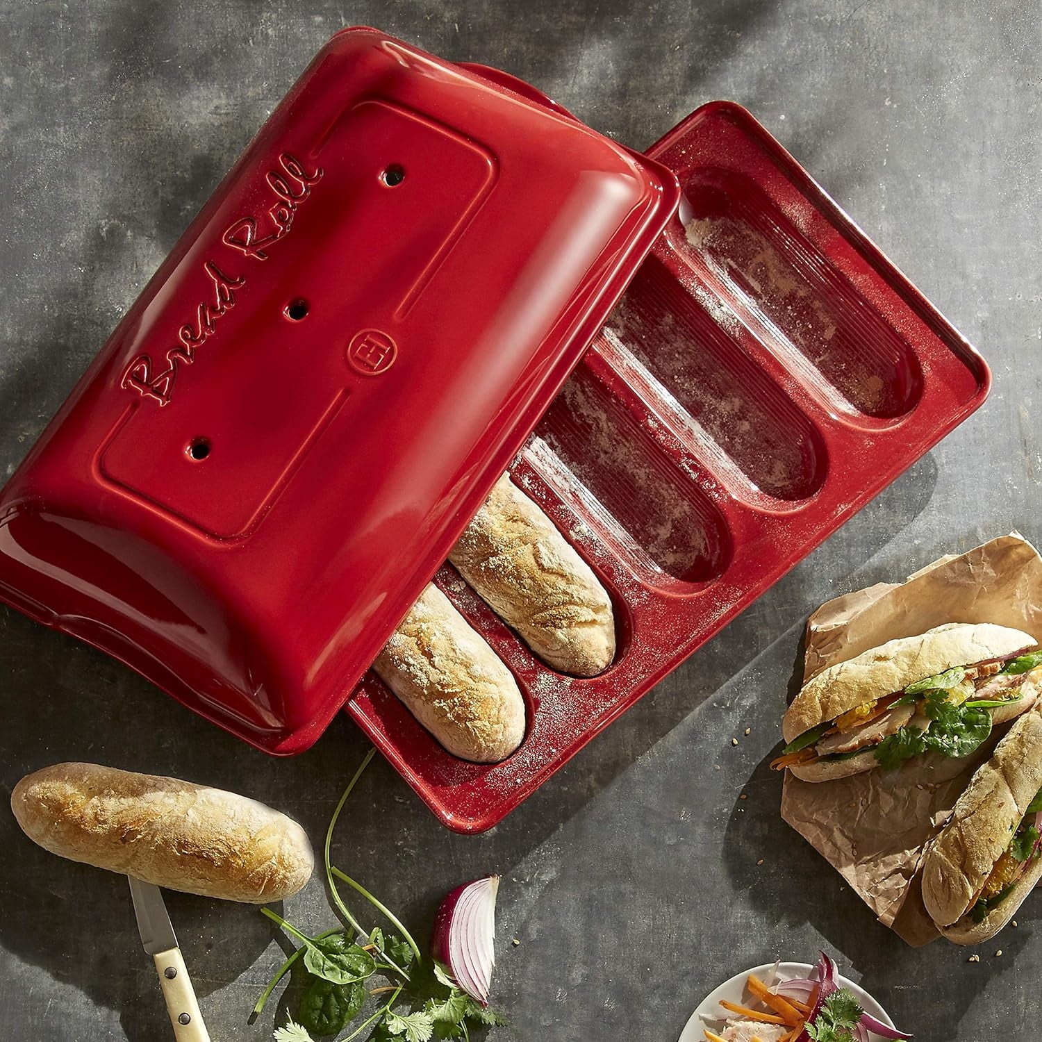 Burgundy 5 Loaves Mini Baguettes Baker Z2717