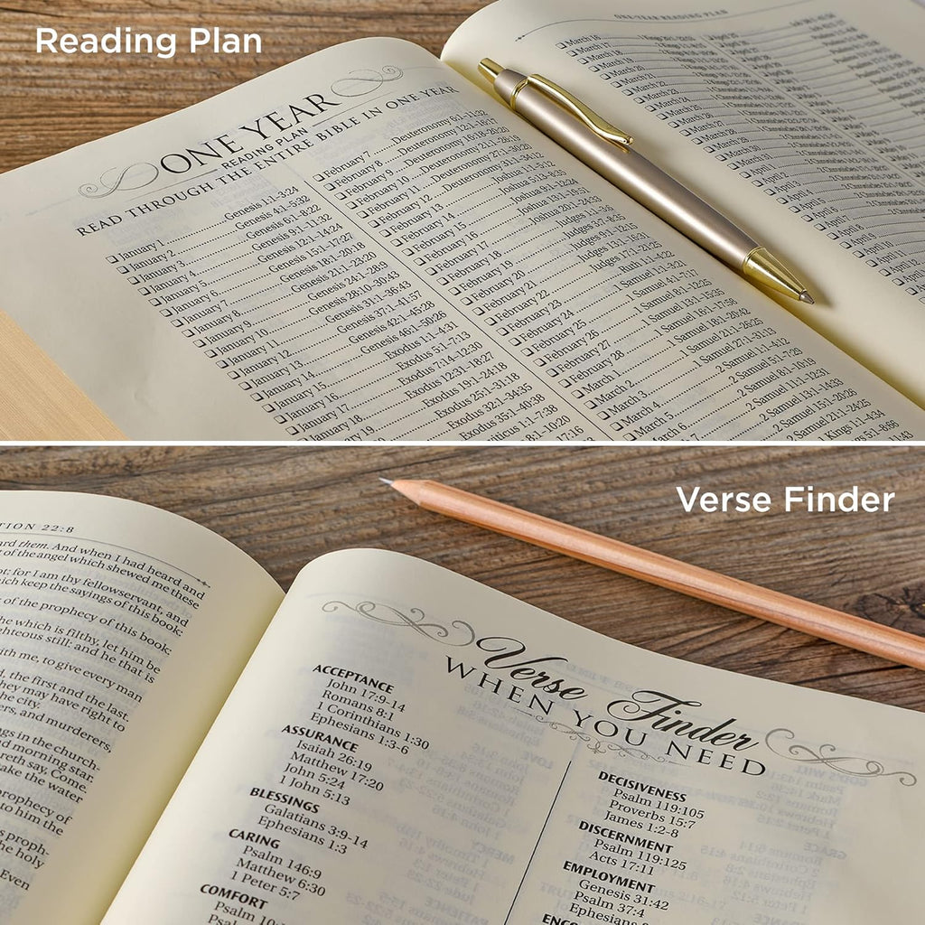 Large Print Faux Leather Navy Holy Bible B87703