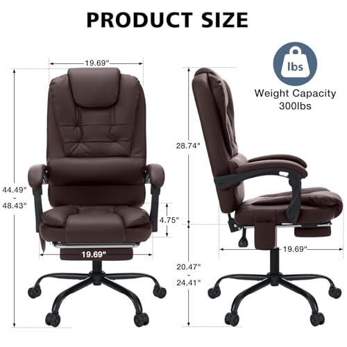 Black High Back Ergonomic Leather Office Chair with Footrest G599046