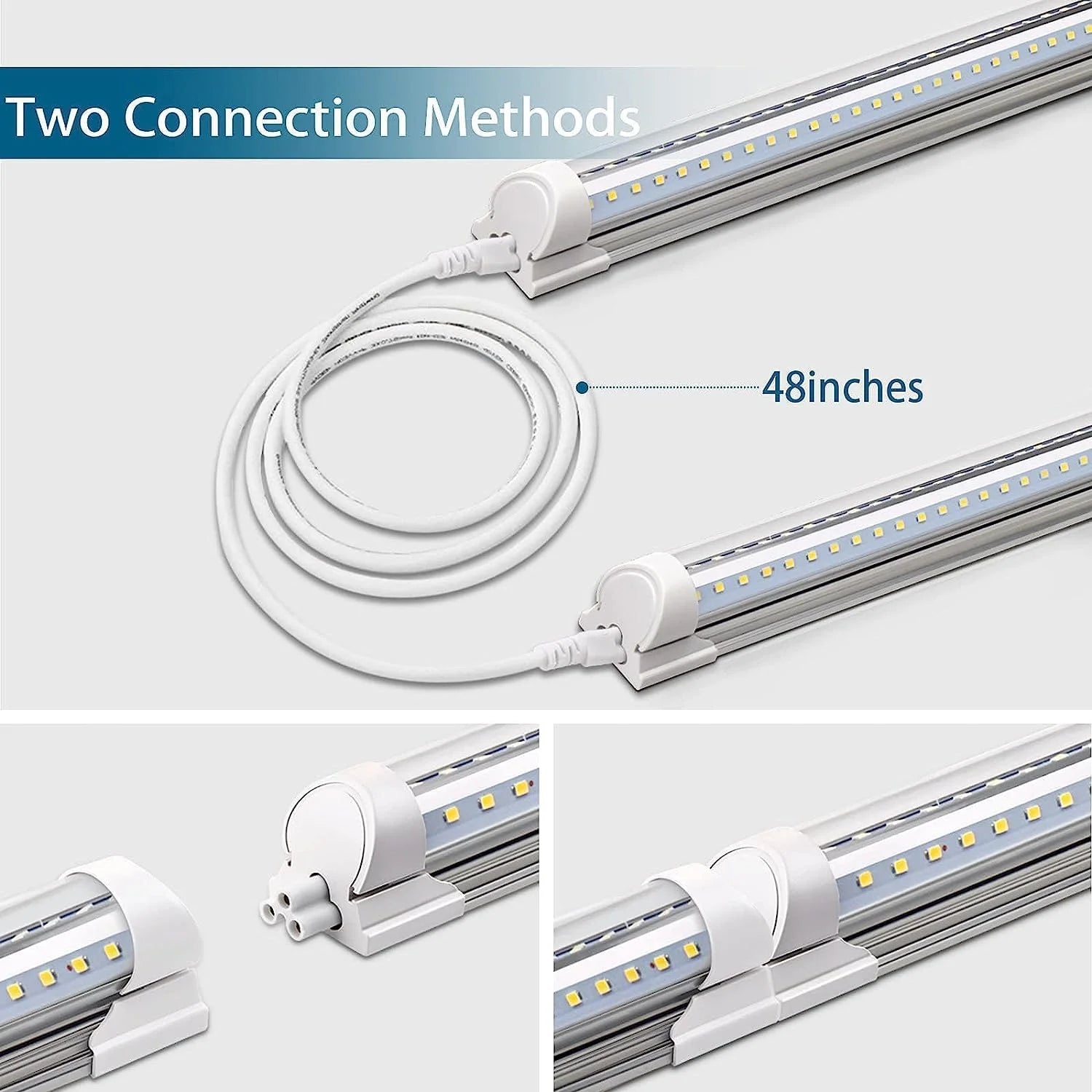 8FT 72W 9000LM 5000K Daylight White T8 Linkable LED Shop Light, 4 Packs T9378