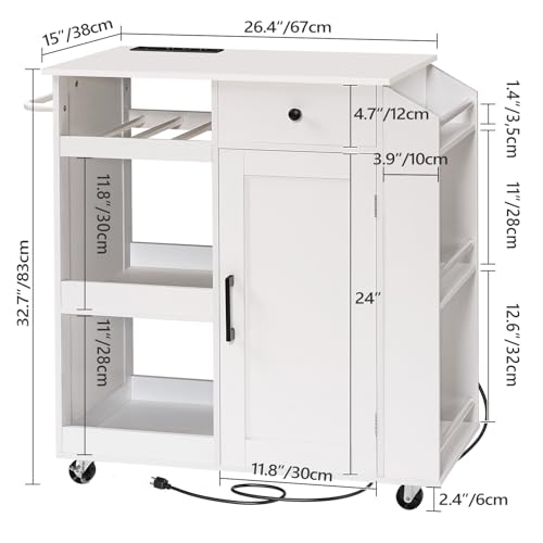 Black and Natural Rolling Kitchen Cart with Drawer L812034