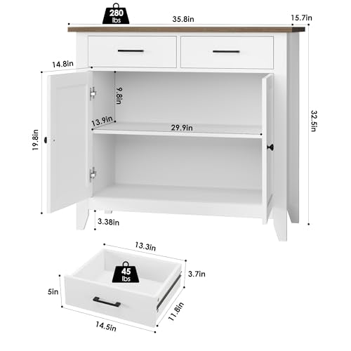 Grey Kitchen Storage Cabinet with 2 Drawers and 2 Doors G637