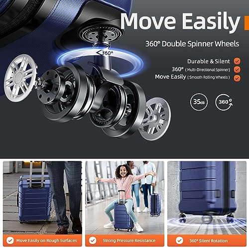 Black Expandable PC+ABS Luggage Set with TSA Lock T1727