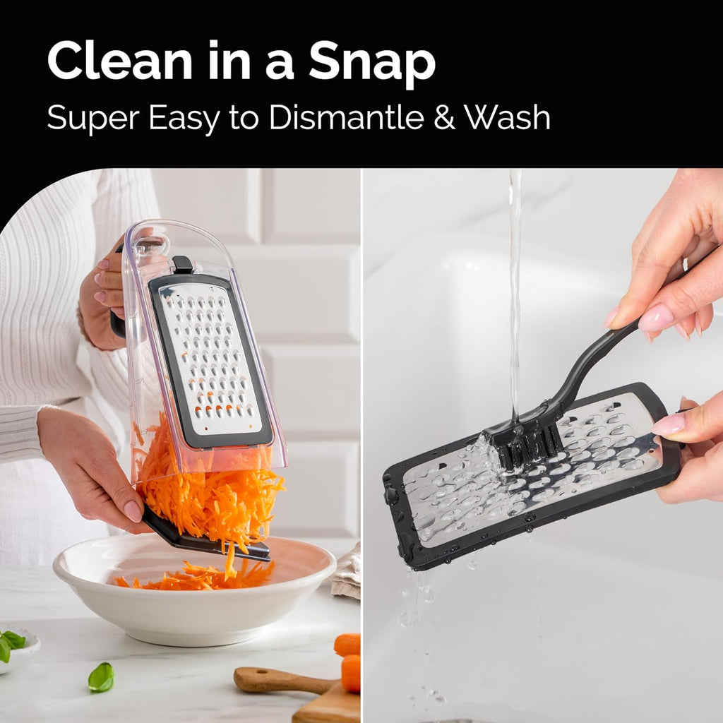 Stainless Steel Box Grater with Garlic Crusher and Handle M555