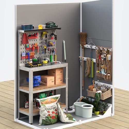 Grey & White 6x4.5 FT Plastic Outdoor Storage Shed Z262112
