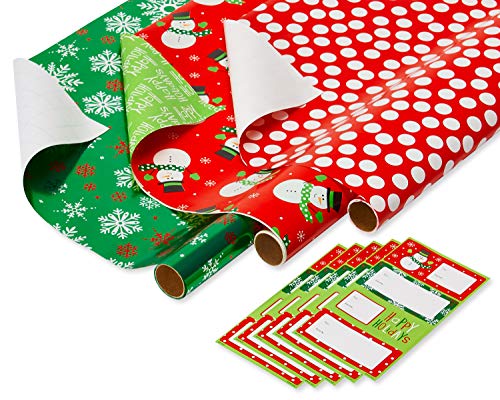 120 sq. ft. 4 Roll Christmas Wrapping Paper Set with 7 Adhesive Bows and 30 Gift Tag Stickers R283454