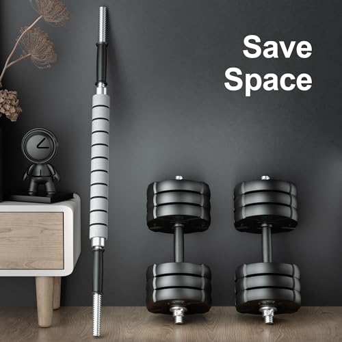 Heavy Adjustable Dumbbell Barbell Set, Metal Dumbbell Grip and Barbell Bar, 1" Center Hole Weight Plate J520997