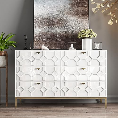 6 Drawer Blue Wood Dresser V480