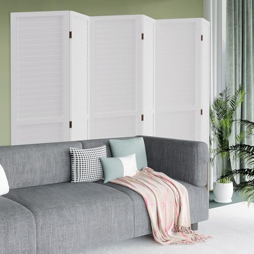 White 6 Panel Wood Room Divider G8406