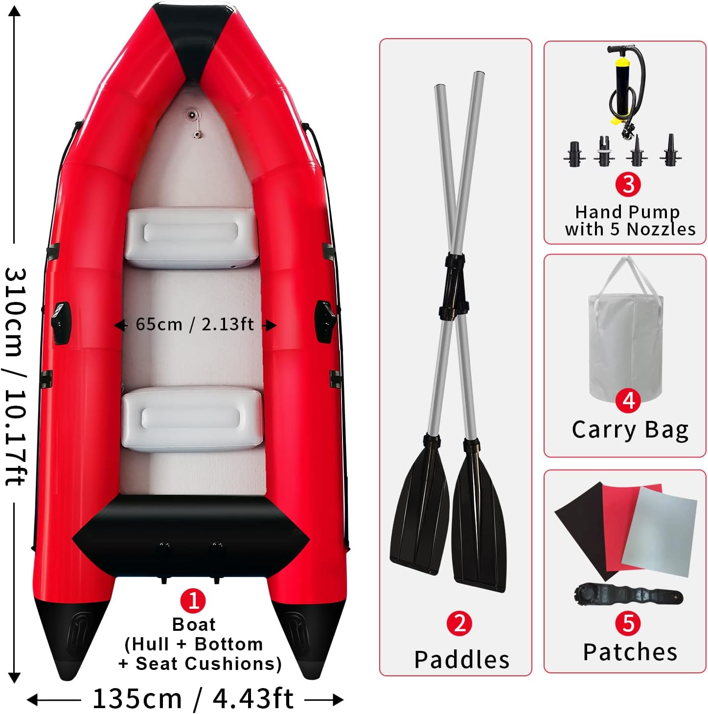 10 ft 4 Persons Inflatable Boat with Paddles Air Pump Carry Bag N905