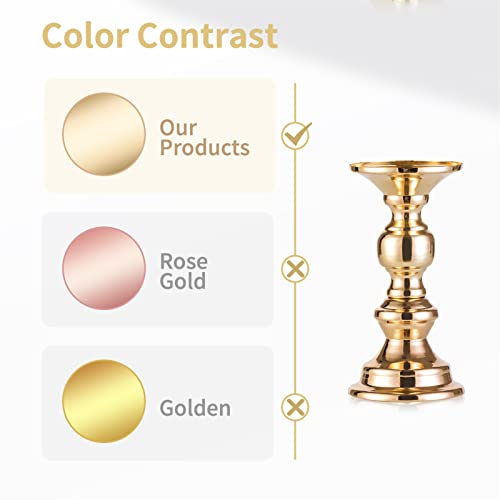 2 Pcs Gold Metal Pillar Candle Holders A956992