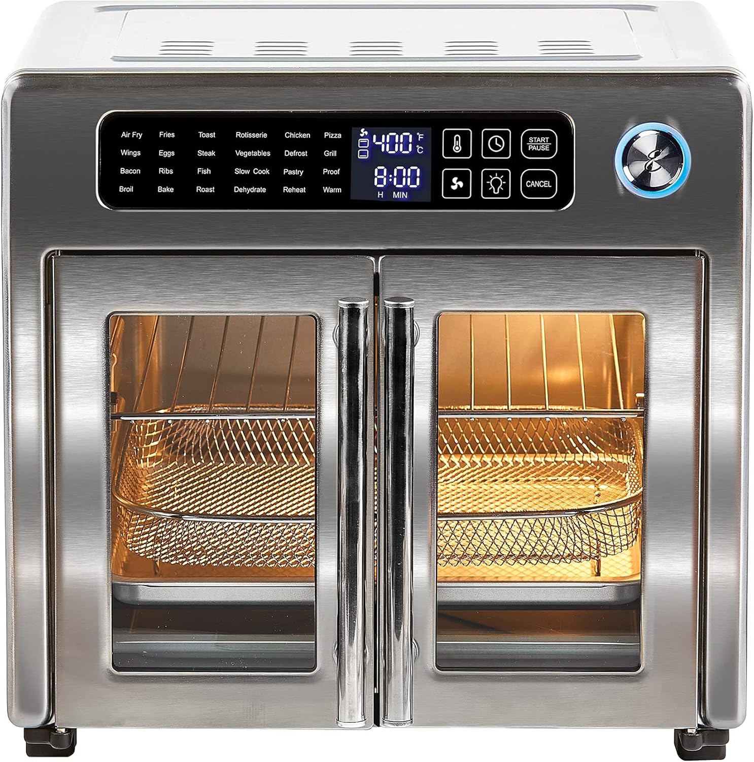 26 QT Extra Large Air Fryer Convection Toaster Oven with French Doors Stainless Steel B86958