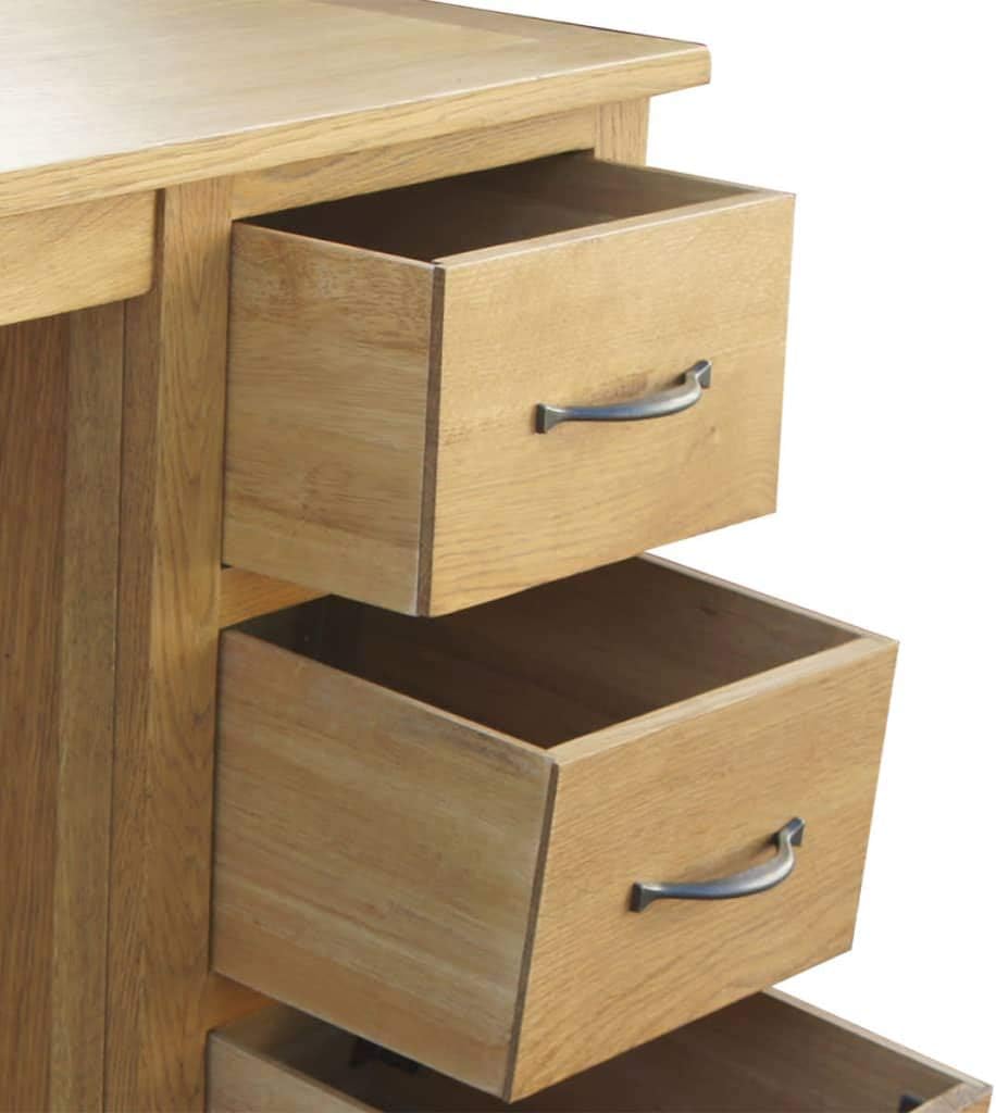 Solid Oak Wood Desk with 3 Drawers 41.7"x15.7"x29.5" O5563