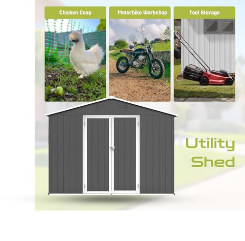 Grey Metal Outdoor Storage Shed H538380