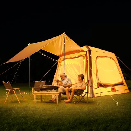 Inflatable Tent with Hand Pump and Stove Jack, Waterproof Oxford, 4-6 Person S5504