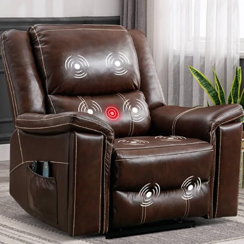 Dark Brown Genuine Leather Power Lift Recliner Chair R100842