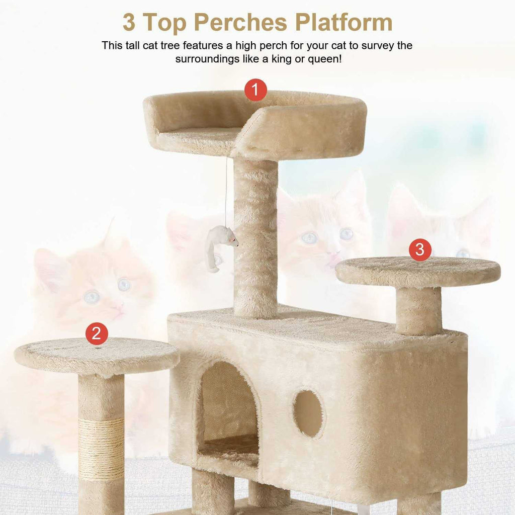 54in Cat Tree Tower with Cat Scratching Posts Stand House Cat Condo C4194