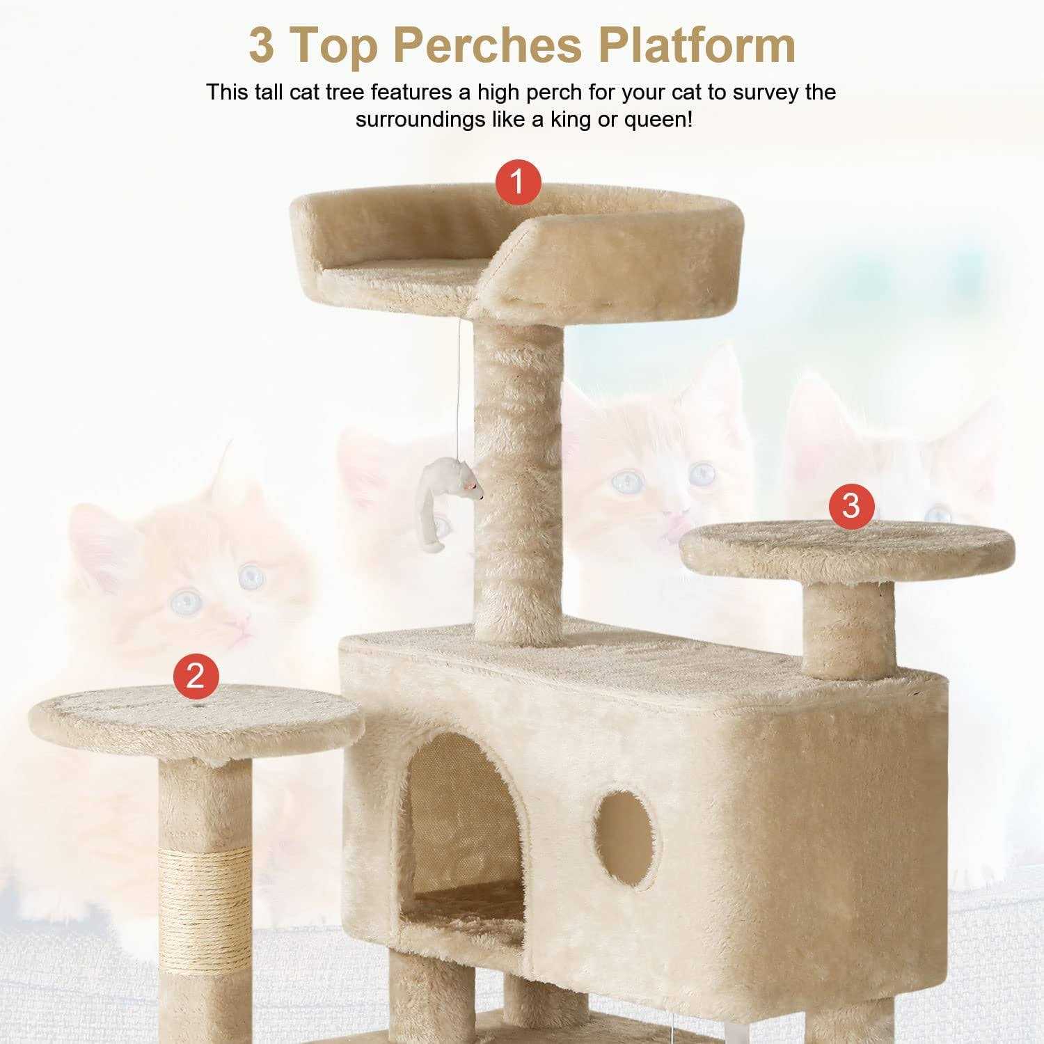 54in Cat Tree Tower with Cat Scratching Posts Stand House Cat Condo C4194