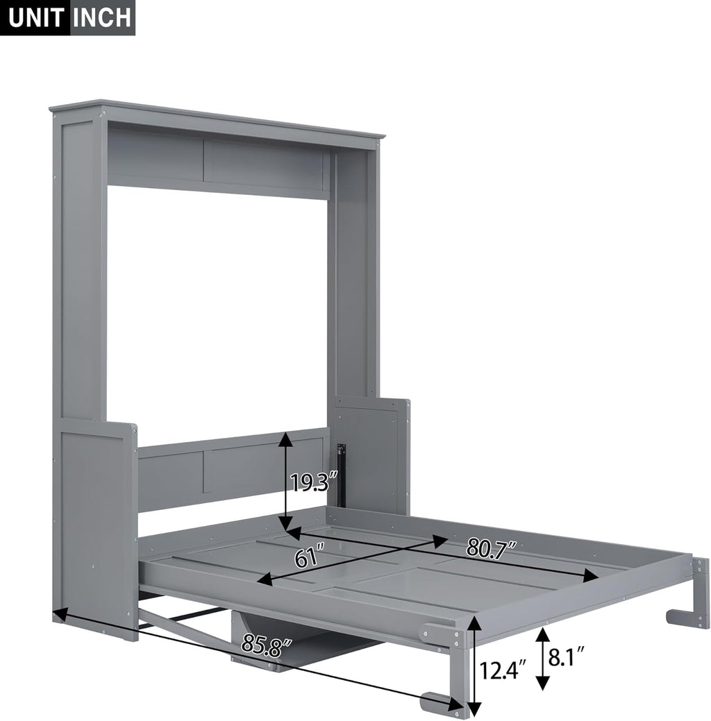 Gray Queen Murphy Bed with Shelf G5108