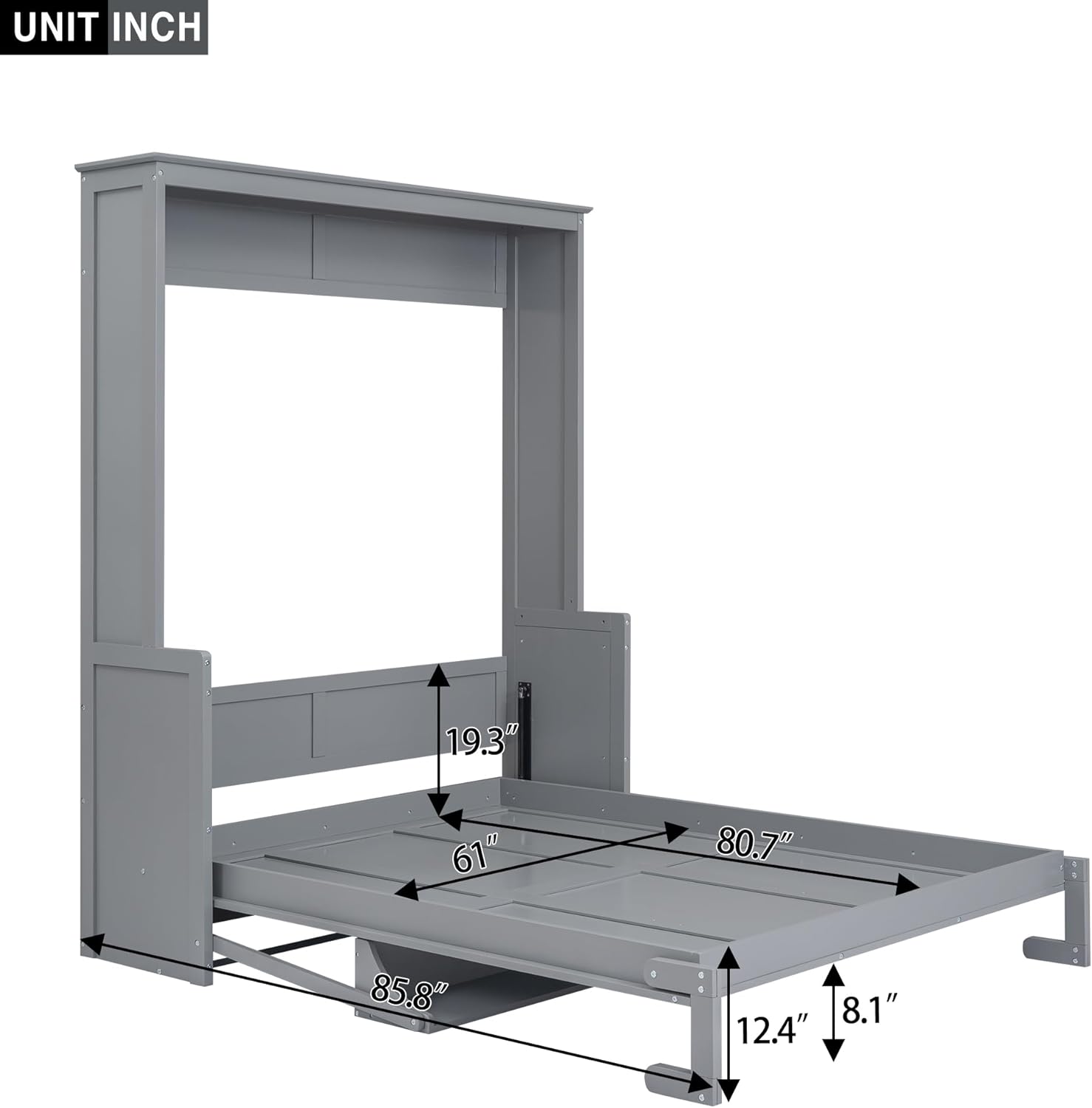 Gray Queen Murphy Bed with Shelf G5108