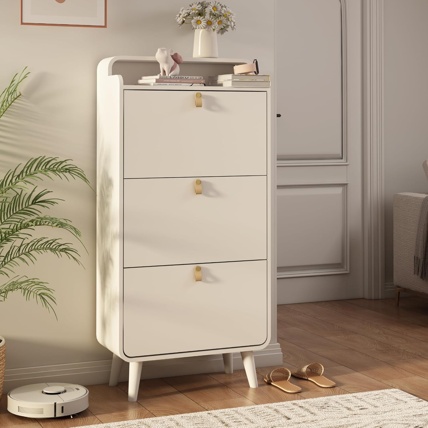 White 3 Drawer Shoe Cabinet S674033