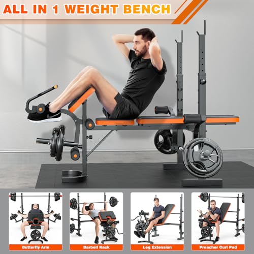 6 in 1 Adjustable Weight Bench with Leg Extension H78998