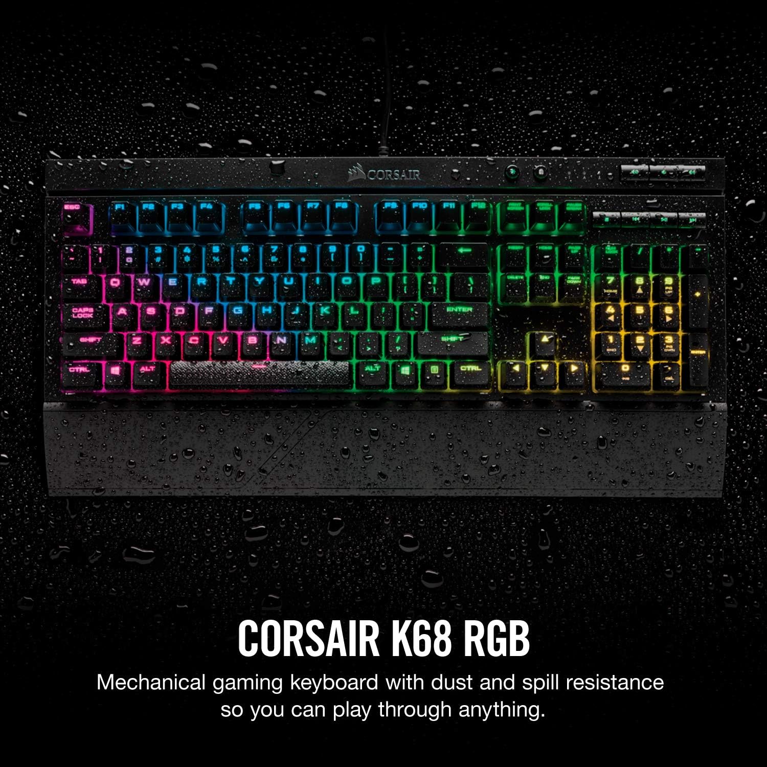 Black Mechanical Gaming Keyboard with RGB Backlit Cherry MX Red Switch F3073