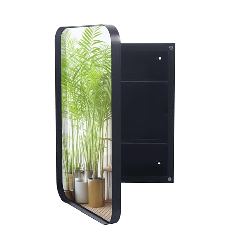 White Recessed Metal Framed Medicine Cabinet with Mirror and Adjustable Shelves Y85002