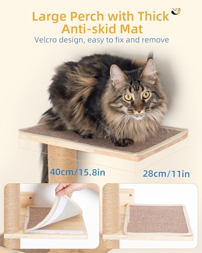 Tall Cat Tree with 15.8in Large Perch, 5 Tier Floor to Ceiling Cat Tower with Carpeted Mats, 80.3inch Cat Scratching Pole W634699