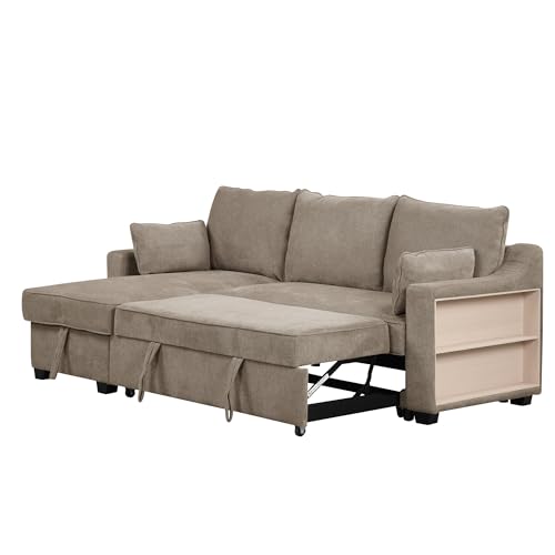 90" L-Shaped Sleeper Sofa with Storage Chaise W7841