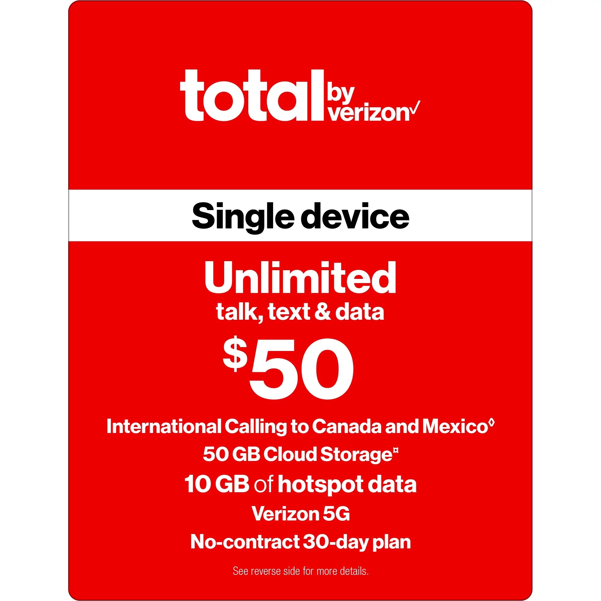 $50 30-Day Prepaid Plan with 10GB Mobile Hotspot G63169