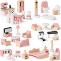 34 Pcs Wooden Dollhouse Furniture Set O55637