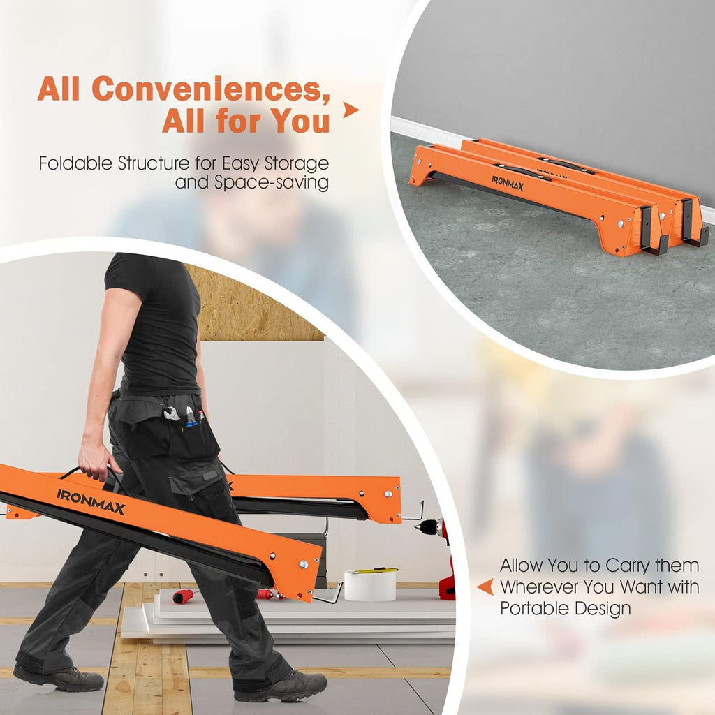 2 Pack Heavy Duty Folding Saw Horses with 4 Detachable Hooks P652